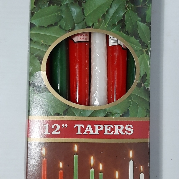 Robert Alan 12" Taper Candles Dark Green and Red - Picture 8 of 8